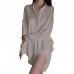 Guiruo Summer Loose and Comfortable Boyfriend Style Shirt Hollow out Temptation Can Outwear Pajamas Women's Home Suit Set 3265