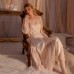 Rose Like Spring/Summer Sexy Long Solid Color Sweet Sleepwear Pure Desire Wind Mesh Outer Robe Women's Home Fur Set P2802