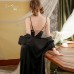 Guiruo Sexy Backless Temptation Lace up Ice Silk Pajama Chest Cushion Suspender Sleeping Dress Outer Robe Home Suit Set J2970