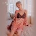 Guiruo Sexy Backless Seduction Velvet Pajama Chest Cushion Gathering Sling Sleeping Dress Outer Robe Home Fur Set Q2838