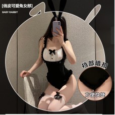 Guiruo Fun Lingerie Pure Desire Sexy Pretty Rabbit Girl Hidden Buckle Open Stop No Take Off One Piece Uniform Set 2328