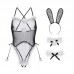 Guiruo Fun Lingerie Mesh Perspective Attractive Plush Rabbit Girl Bodysuit Open Stop No Take Off Uniform Set 2076