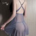 Guiruo Fun Lingerie Sexy Backless Private Nightwear Lace Dew Breast Temptation Sling Dress Home Suit Set 1639