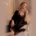 Qiruo Autumn and Winter Sexy Velvet Suspended Sleeping Dress Comfortable and Casual Outer Robe Lace Side Split Home Suit Set 232