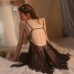 Guiruo Fun Underwear Sexy Hollow out Steel Ring Suspender Sleeping Dress Hot Split Elastic Mesh Uniform Set 2378