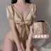 Guiruo Fun Underwear Pure Lust Style Girl Deep V Backless Temptation Bow Tie Hot Three Point Set 19509