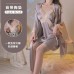 Guiruo Summer Ice Deep V Cross Lace with Chest Cushion Hanging Strap Sleeping Dress Lazy Outer Robe Home Suit Set 3789