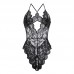 Guiruo Fun Underwear Sexy Opening Lace Free Hollow out Temptation Low cut One Piece Women's Uniform Set 1736