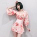 Guiruo Fun Underwear New Japanese Printed Kimono Sexy Hot Set Sexy Cardigan Chiffon Sleeping Dress 631