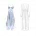 Guiruo Sexy Temptation Deep V Bow Lace and Chest Cushion Sleeping Dress Women's Comfortable Outer Robe Home Suit Set W2785