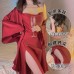 Guiruo Sexy Ice Silk Pajamas Open Back Strap Hanging Pajama Dresses Outer Robe Premium Women's Home Furnishing Set 3430