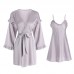 Guiruo High grade satin pajamas, suspender pajamas, female tie up outer robe, ice silk sweet home clothing set, issued on behalf of 2199