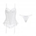 Guiruo Fun Lingerie Sexy Lace Perspective Suspended Nightwear Women's Sexy Deep V Nightwear Home Suit Set 19237