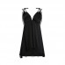 Guiruo Sexy Satin Smooth Seduction Backless Deep V Plus Chest Pads Lace Suspender Sleeping Dress Home Suit Set 2957