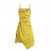 Guiruo Sexy Satin One Line Neck Pleated Open Back Strap Wrapped Waist Slim Sleeping Dress Outer Robe Home Suit Set 3469