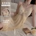 Guiruo Brand Sweet Mesh Pearl Chain Decoration Sexy Backless Slender Home Sleeping Dress Set P2259