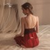 Ruo Ruo Sexy Satin Lace Open Back Sexy Private Bedgown Three Piece Solid Color Women's Homewear Set 19076