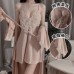 Guiruo Spring/Summer Comfortable Pajamas Open Back Sweet Embroidery Lace Suspended Pajama Dresses Women's Cardigan Home Suit Set 1854