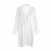 Guiruo Sexy Ruffle Edge Deep V Solid Ice Silk Boyfriend Style Shirt Loose Sleeping Dress Women's Home Fur Set P2246