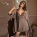 Guiruo Sexy Autumn New Women's Satin Lace Chest Cushion Sleeping Dress Lace up Outer Robe Home Furnishing Set Issued on behalf of 1170