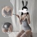 Guiruo Fun Underwear Velvet Sexy Deep V Tight Fit One Piece Open Range Rabbit Girl Role Playing Uniform Set 158