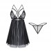 Guiruo Fun Underwear New Sexy Split Mesh Suspender Sleeping Dress Deep V Perspective Temptation Uniform Set 2073