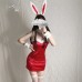 Guiruo Fun Lingerie Women's Velvet Cute Sweet Rabbit Girl Sling Short Skirt Role Playing Uniform Set 1115