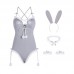 Guiruo Fun Lingerie Sexy Hidden Buckle Open Stop One Piece Dress Pure Rabbit Girl Uniform Set 2340