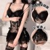 Guiruo Fun Underwear Slim Fit Seduction Sleepwear Lace Perspective Hollow Steel Ring Gathering Chest Cushion Uniform Set 2271