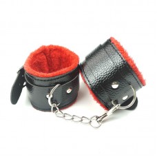 SM Adult Sex Fun Leather Plush Handcuffs Alternative Couple Toy Binding Fun Bed Strap Props