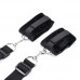 Black plush bed straps for couples to flirt with and play with, bed bound handcuffs for couples to have sex toys